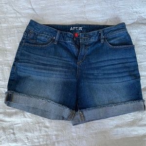 Women's Blue Folded Jean Shorts